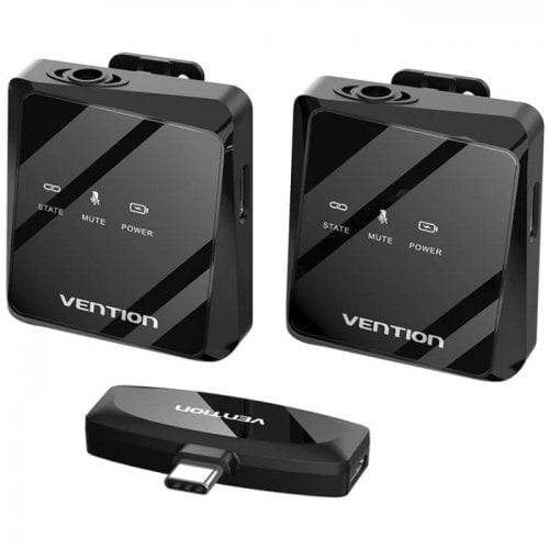 Беспроводной петличный микрофон Vention USB-C 2-Pack Wireless Lavalier (NCBB0) Black купить в Украине | Telemart фото