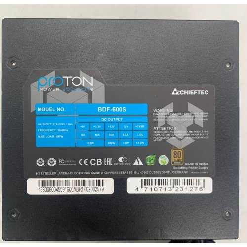 Блок питания CHIEFTEC Proton 600W (BDF-600S) (Восстановлено продавцом, 925184) купить в Украине | Telemart фото