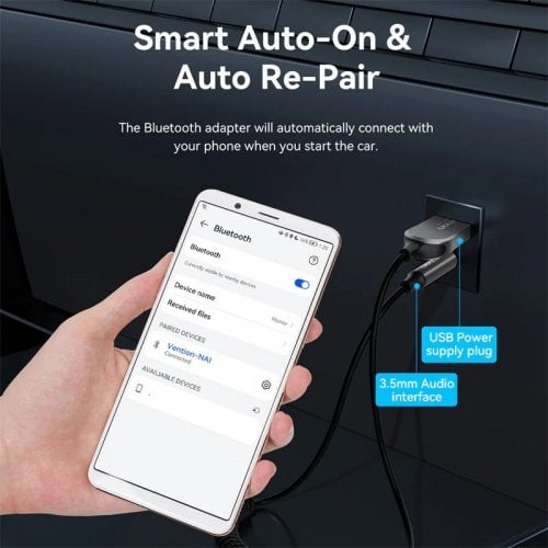 Bluetooth-ресивер Vention Bluetooth 5.4 AUX TRS 3.5mm (NAIHG) Grey купити в Україні | Telemart фото
