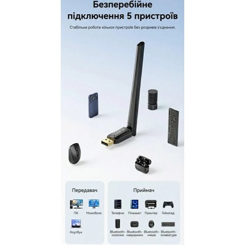 Bluetooth адаптер Vention USB Bluetooth 6.0 (NAMB0) Black купити в Україні | Telemart фото