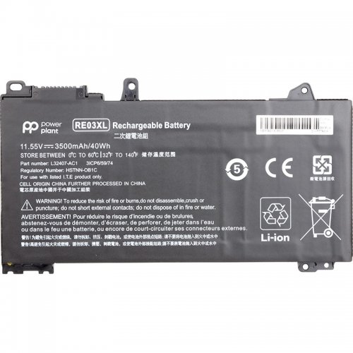 Аккумулятор для ноутбука PowerPlant HP ProBook 440 G6 (RE03XL, HSTNN-0B1C) 11.55V 3500mAh (NB461509) купить в Украине | Telemart фото