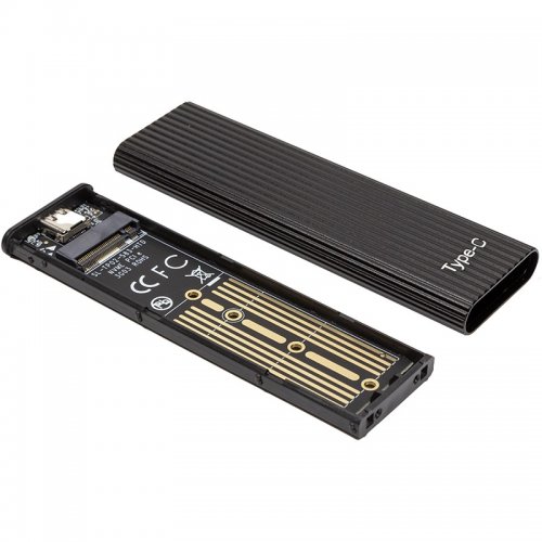 Зовнішня кишеня PowerPlant M.2 SSD NVME Enclosure USB 3.1 Type-C (HC380428) Black купити в Україні | Telemart фото