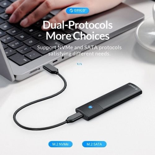 Зовнішня кишеня ORICO M.2 SSD NVME/SATA Enclosure USB 3.2 (HC380503) Black купити в Україні | Telemart фото