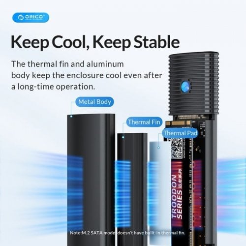 Зовнішня кишеня ORICO M.2 SSD NVME/SATA Enclosure USB 3.2 (HC380503) Black купити в Україні | Telemart фото
