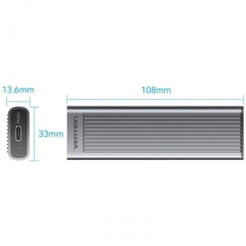 Внешний карман Vention M.2 SSD NVME/SATA Enclosure USB 3.2 (KPLH0) Grey купить в Украине | Telemart фото