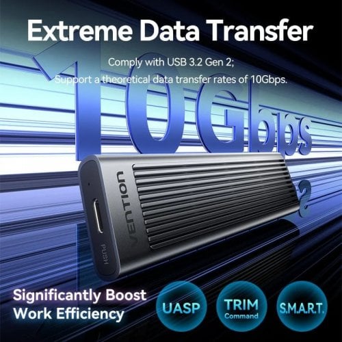 Внешний карман Vention M.2 SSD NVME/SATA Enclosure USB 3.2 (KPLH0) Grey купить в Украине | Telemart фото
