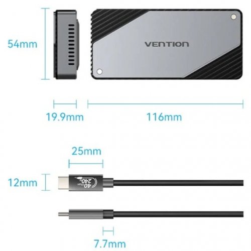 Внешний карман Vention M.2 SSD NVME Enclosure USB4 (KPZH0) Grey купить в Украине | Telemart фото