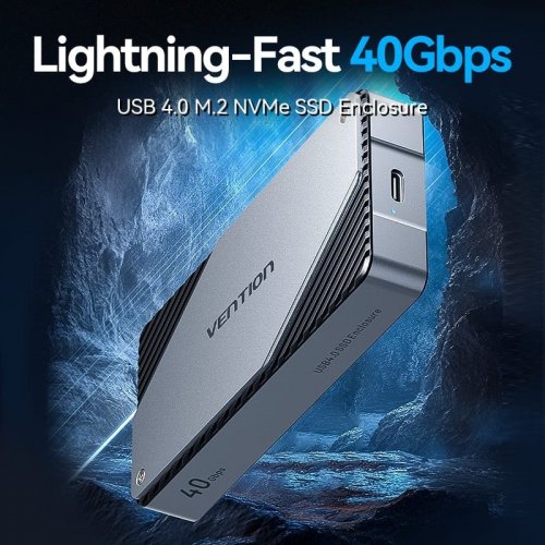 Внешний карман Vention M.2 SSD NVME Enclosure USB4 (KPZH0) Grey купить в Украине | Telemart фото