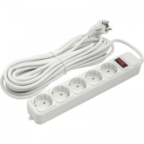 Сетевой фильтр PowerPlant JY-1056/10 10m 5 розеток (PPSA10M100S5) White купить в Украине | Telemart фото
