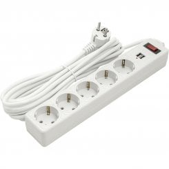Сетевой фильтр PowerPlant JY-1056U/5 5m 5 розеток + 2 x USB (PPSA10M50S5U) White