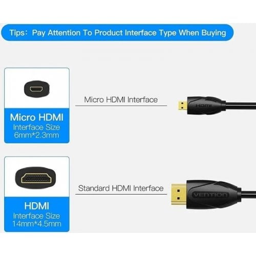 Кабель Vention HDMI to micro-HDMI V2.0 4K PVC 3m (VAA-D03-B300) Black купить в Украине | Telemart фото