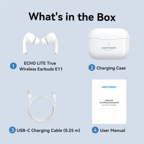 Наушники Vention Elf Earbuds Echo Lite E11 (NBVW0) White купить в Украине | Telemart фото