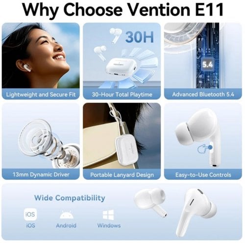 Наушники Vention Elf Earbuds Echo Lite E11 (NBVW0) White купить в Украине | Telemart фото