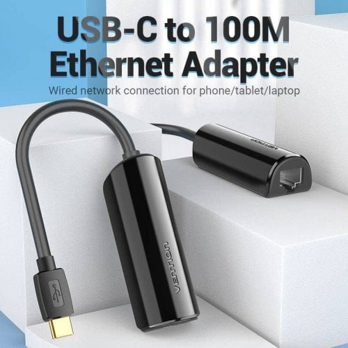 Сетевая карта Vention USB 3.1 Type-C to 100Mb Ethernet (CFABB) Black купить в Украине | Telemart фото