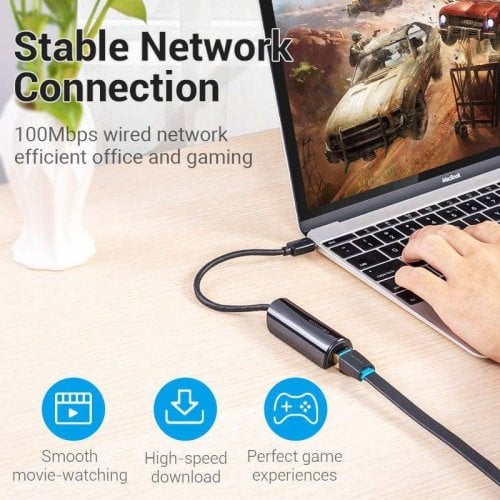 Сетевая карта Vention USB 3.1 Type-C to 100Mb Ethernet (CFABB) Black купить в Украине | Telemart фото