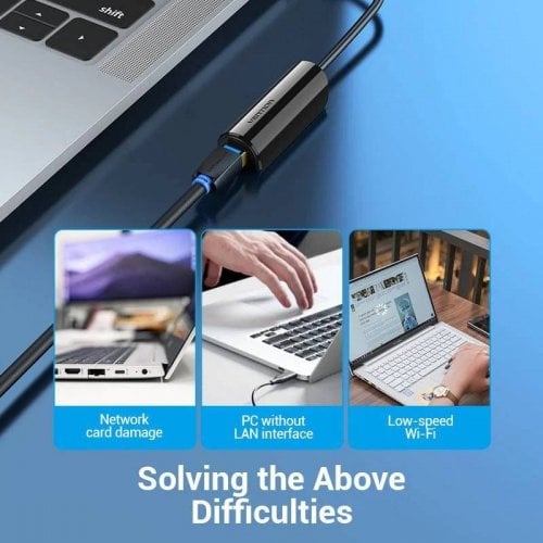 Сетевая карта Vention USB 3.1 Type-C to Gigabit Ethernet (CFBBB) Black купить в Украине | Telemart фото