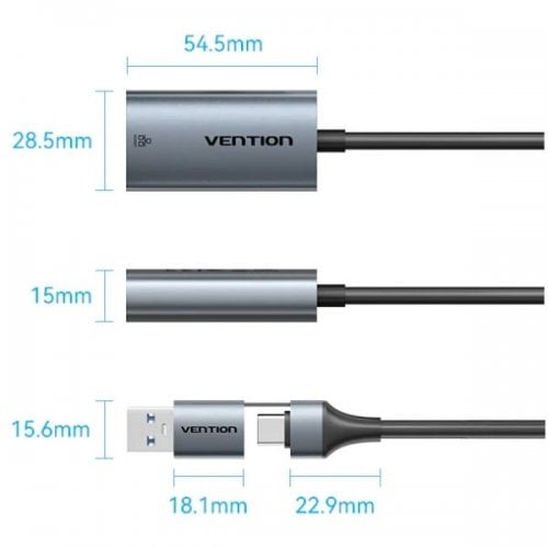 Сетевая карта Vention USB/USB 3.1 Type-C to Gigabit Ethernet (CFQHB) Grey купить в Украине | Telemart фото