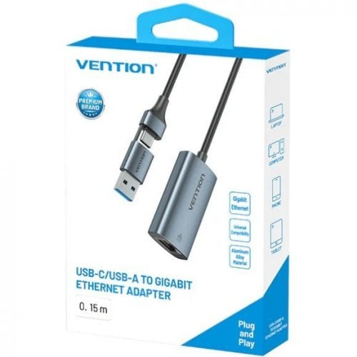 Сетевая карта Vention USB/USB 3.1 Type-C to Gigabit Ethernet (CFQHB) Grey купить в Украине | Telemart фото