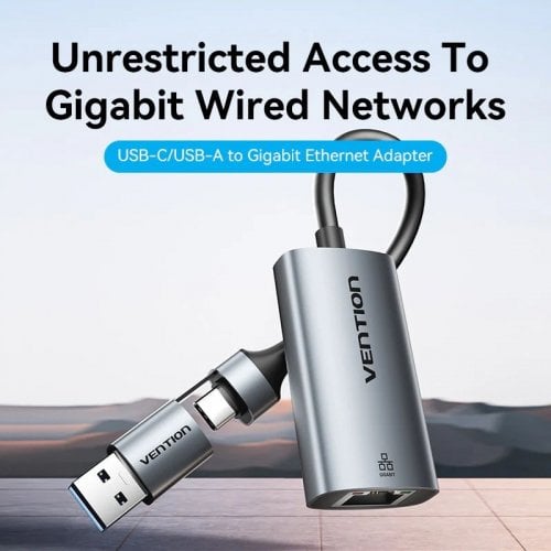 Сетевая карта Vention USB/USB 3.1 Type-C to Gigabit Ethernet (CFQHB) Grey купить в Украине | Telemart фото