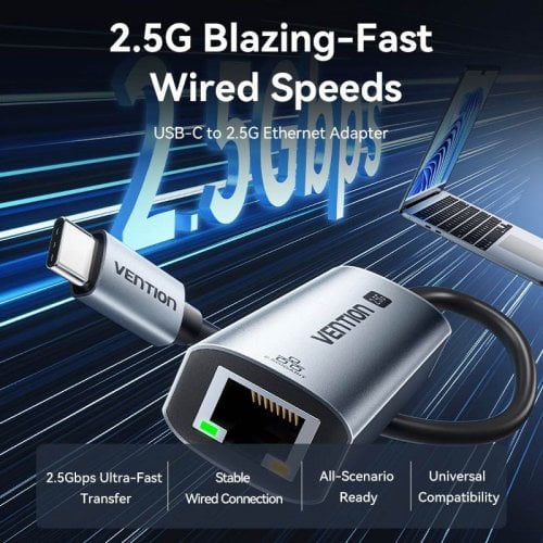 Сетевая карта Vention USB 3.1 Type-C to 2.5Gb Ethernet (CFTHB) Black купить в Украине | Telemart фото