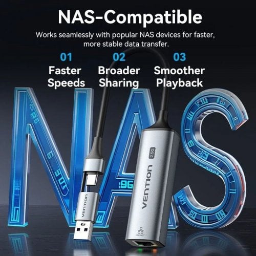 Сетевая карта Vention USB/USB 3.1 Type-C to 2.5Gb Ethernet (CFUHB) Grey купить в Украине | Telemart фото