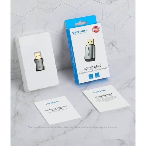 Звуковая карта Vention USB to Jack 3.5mm TRRS Metal (CDLH0) Grey купить в Украине | Telemart фото