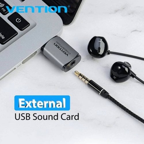 Звуковая карта Vention USB to Jack 3.5mm TRRS Metal (CDLH0) Grey купить в Украине | Telemart фото