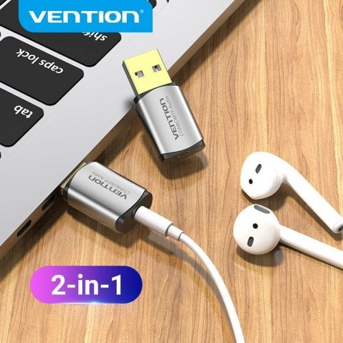 Звуковая карта Vention USB to Jack 3.5mm TRRS Metal (CDLH0) Grey купить в Украине | Telemart фото