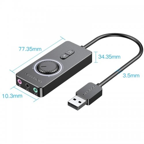 Звуковая карта Vention USB to 3 x Jack 3.5mm 1m (CDRBF) Black купить в Украине | Telemart фото
