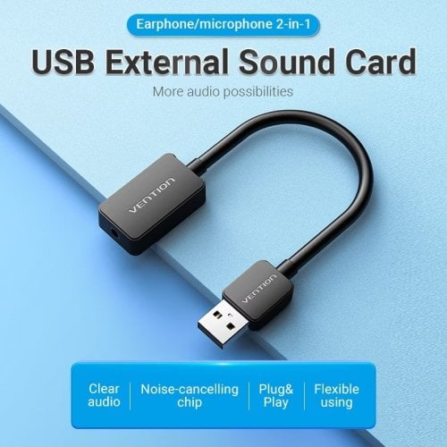 Звуковая карта Vention USB AUX Jack 3.5mm (CDZB0) Black купить в Украине | Telemart фото