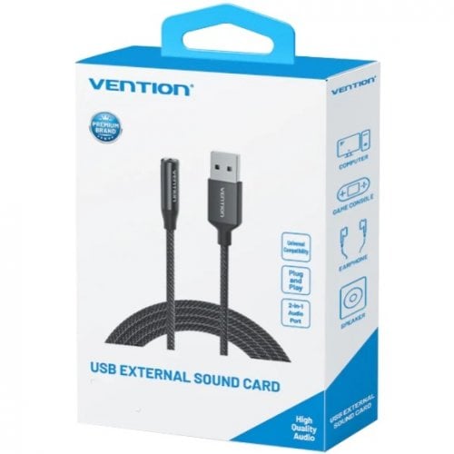 Звуковая карта Vention USB to Jack 3.5mm 0.25m (CVEBC) Black купить в Украине | Telemart фото