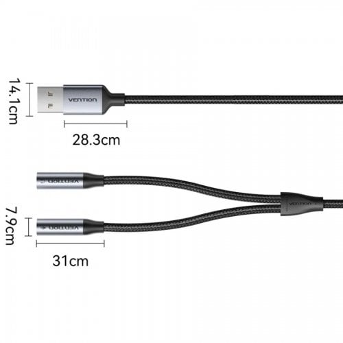 Звуковая карта Vention USB to 2 x Jack 3.5mm 0.25m (CVHHC) Black купить в Украине | Telemart фото