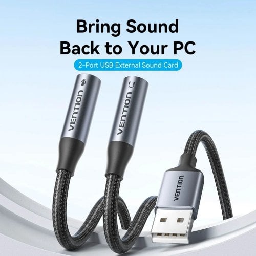 Звуковая карта Vention USB to 2 x Jack 3.5mm 0.25m (CVHHC) Black купить в Украине | Telemart фото