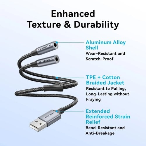 Звуковая карта Vention USB to 2 x Jack 3.5mm 0.25m (CVHHC) Black купить в Украине | Telemart фото
