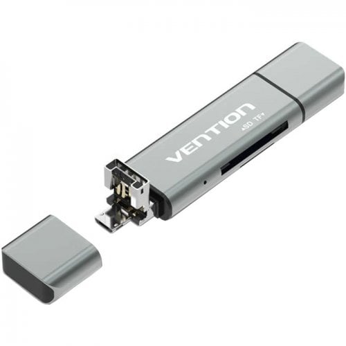 Кардридер Vention Cardreader USB 2.0/USB Type-C/microUSB 2 in 1 (CCJH0) Grey купить в Украине | Telemart фото