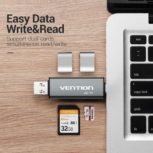 Кардридер Vention Cardreader USB 2.0/USB Type-C/microUSB 2 in 1 (CCJH0) Grey купить в Украине | Telemart фото