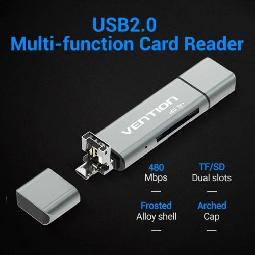 Кардридер Vention Cardreader USB 2.0/USB Type-C/microUSB 2 in 1 (CCJH0) Grey купить в Украине | Telemart фото