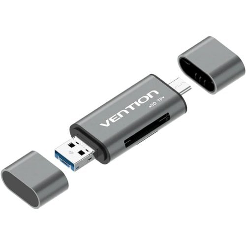 Кардридер Vention Cardreader USB 3.0/USB Type-C/microUSB 2 in 1 (CCHH0) Grey купить в Украине | Telemart фото