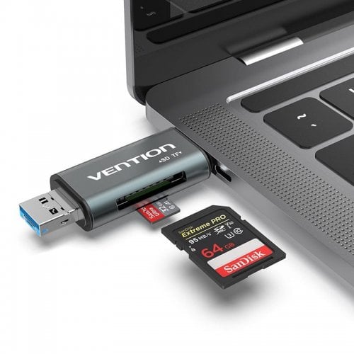 Кардридер Vention Cardreader USB 3.0/USB Type-C/microUSB 2 in 1 (CCHH0) Grey купить в Украине | Telemart фото