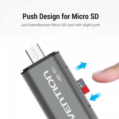 Кардридер Vention Cardreader USB 3.0/USB Type-C/microUSB 2 in 1 (CCHH0) Grey купить в Украине | Telemart фото