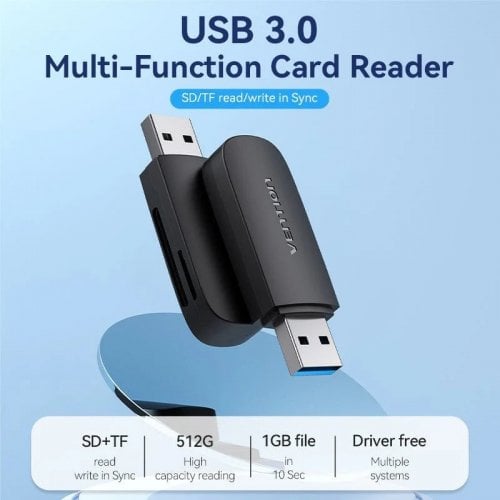 Кардрідер Vention Cardreader USB 3.0 2 in 1 (CLGB0) Black купити в Україні | Telemart фото