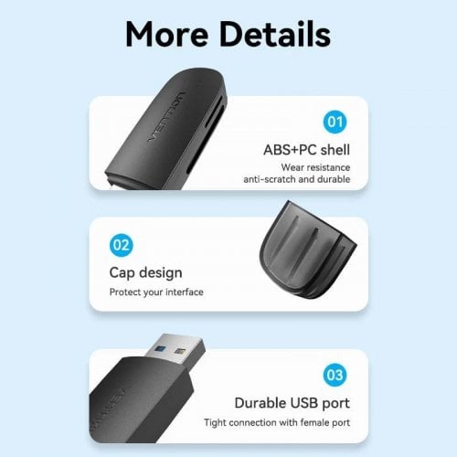 Кардрідер Vention Cardreader USB 3.0 2 in 1 (CLGB0) Black купити в Україні | Telemart фото