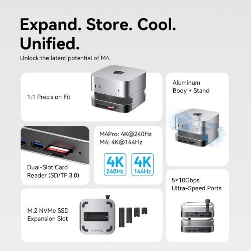 Док-станция Vention Docking Station for Mac mini USB Type-C (THIHAG) Silver купить в Украине | Telemart фото