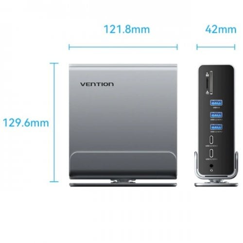 Док-станція Vention Docking Station USB Type-C 15 in 1 (TPUH0) Grey купити в Україні | Telemart фото