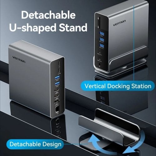 Док-станція Vention Docking Station USB Type-C 15 in 1 (TPUH0) Grey купити в Україні | Telemart фото