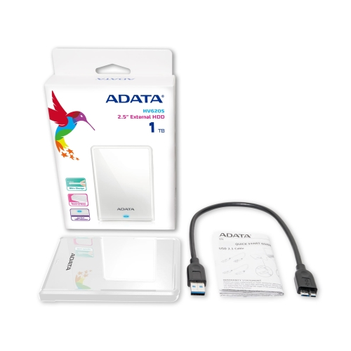 Купити Зовнішній HDD ADATA HV620S Slim 1TB 2.5" (AHV620S-1TU31-CWH) White - ціна в Києві, Львові, Вінниці, Хмельницькому, Франківську, Україні | інтернет-магазин TELEMART.UA фото