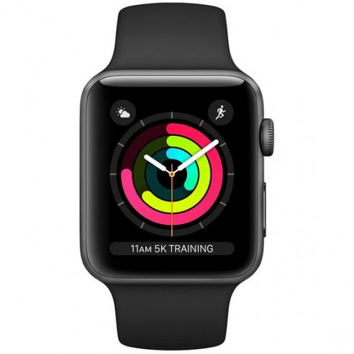 Photo Apple Watch Series 3 GPS 42mm Aluminium Case with Black Sport Band (MTF32) Space Grey