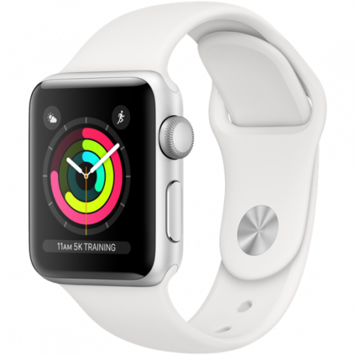 Photo Apple Watch Series 3 GPS 38mm Aluminium Case with White Sport Band (MTEY2) Silver