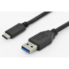 USB Кабель Digitus Assmann USB 3.0 AM to USB-C 1m (AK-300136-010-S) Black