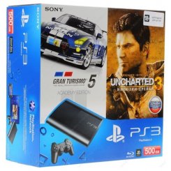 Sony PS3 Super Slim 500GB + игра GT5 + игра Uncharted 3